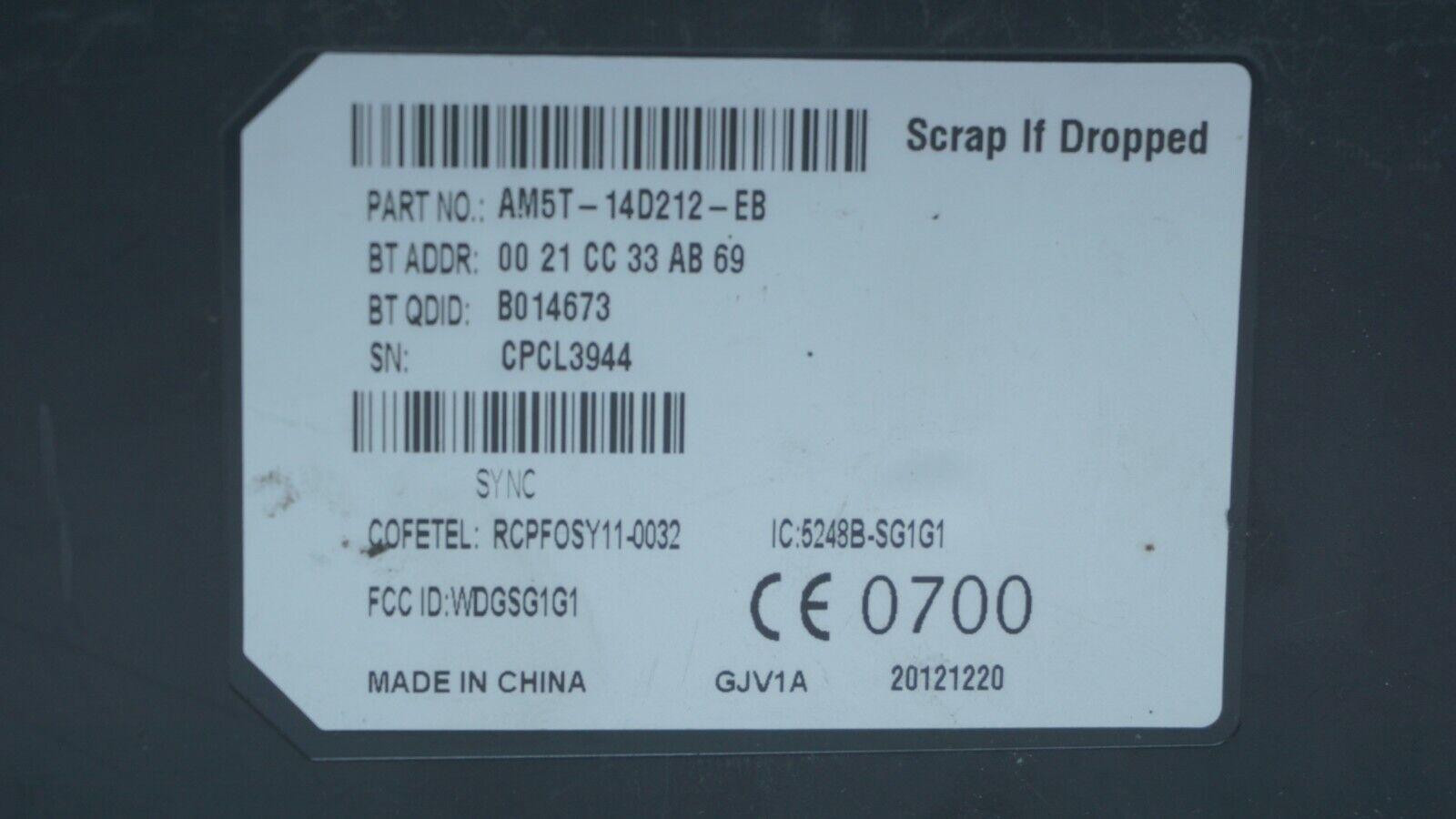 CENTRALITA MODULO BLUETOOTH FORD FIESTA AM5T14D212EB AM5T 14D212 EB - Imagen 3