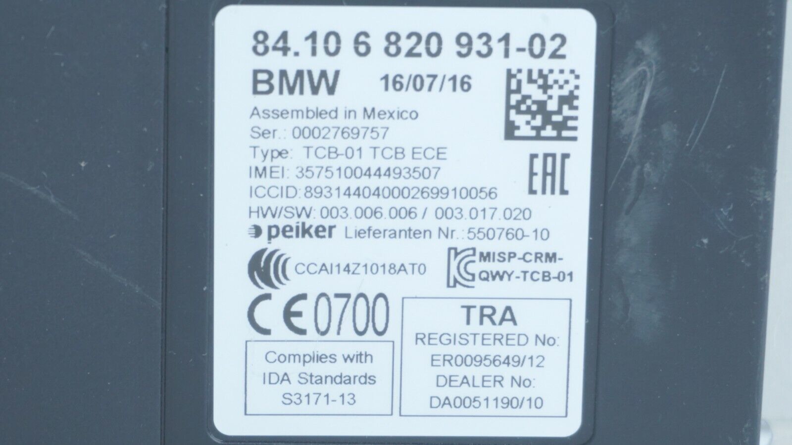 ECU MODULO ELECTRONICO BMW 8410682093102 84.10 6 820 931-02 - Imagen 3