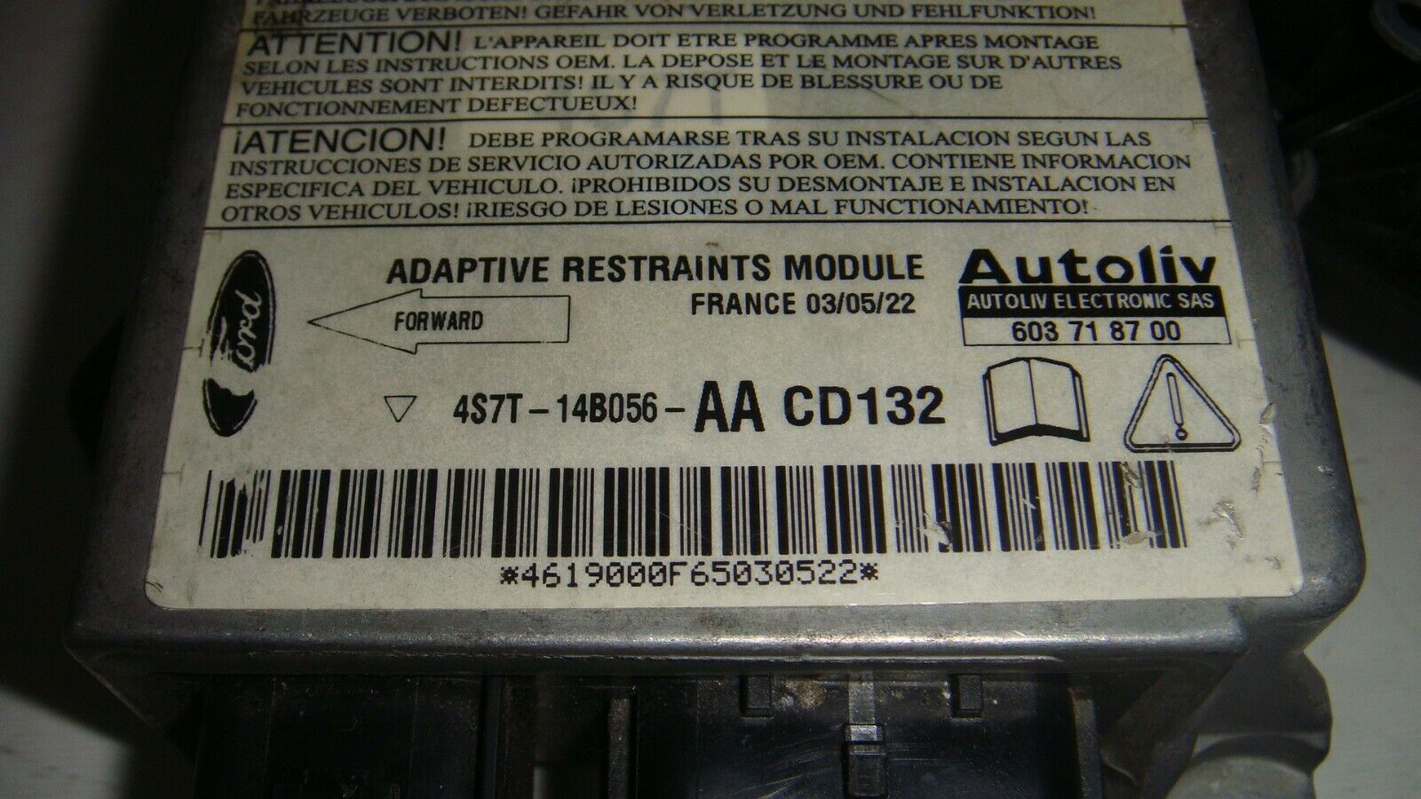 Conjunto KIT Airbag FORD 3S71F042B85CAW 4S7T14B056AA 4S7T 14B056 AA 603718700 - Imagen 4