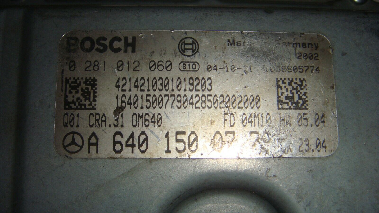 CENTRALITA ECU MOTOR MERCEDES BENZ A6401500779 A 640 150 07 79 0281012060 - Imagen 3