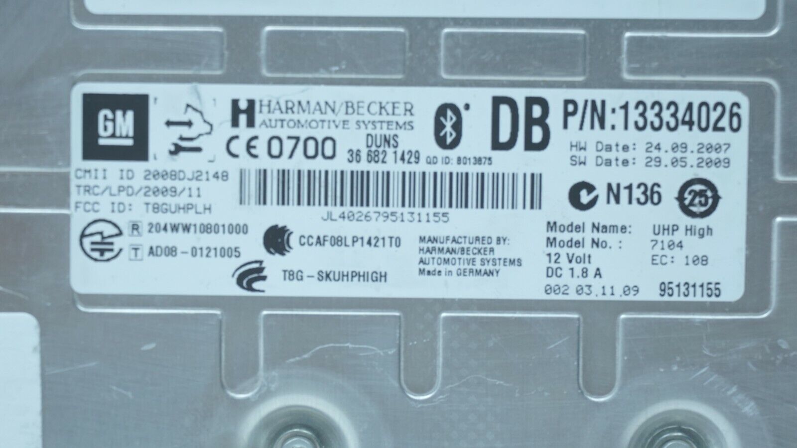 CENTRALITA MODULO TELFONO BLUETOOTH HARMAN BERKER OPEL 13334026 - Imagen 4
