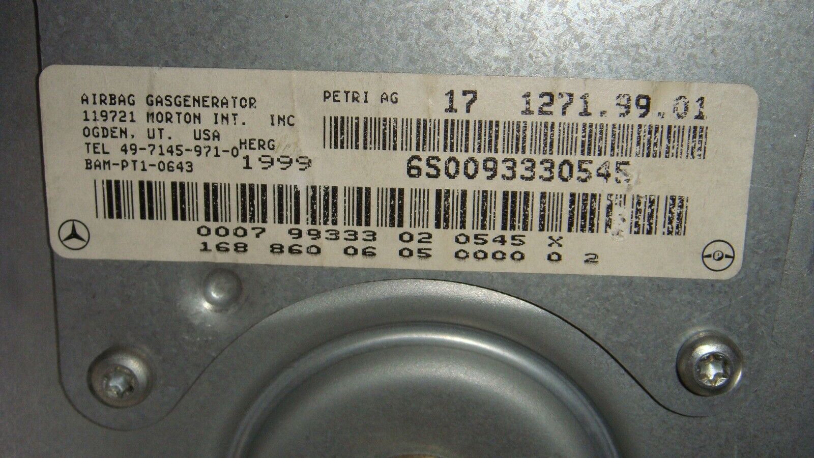 AIRBAG DELANTERO DERECHO MERCEDES BENZ W168 1688600605 168 860 06 05 - Imagen 3